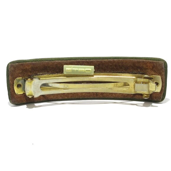 Auth ETRO - Dark Green Brown Gold Chemical Fiber Leather Hardware - Picture 3 of 6